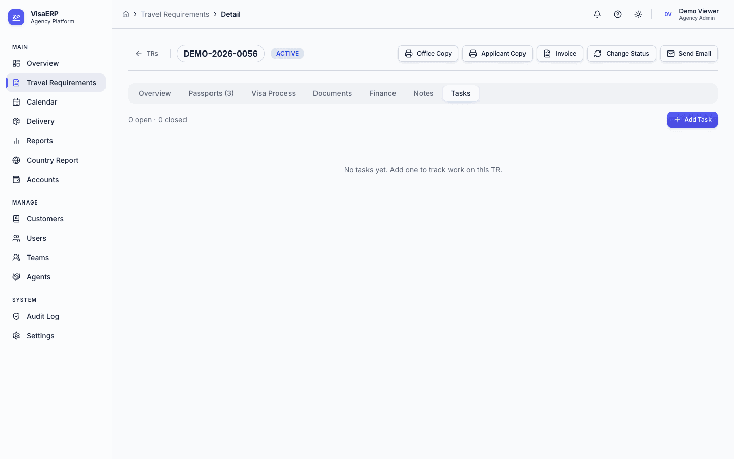 Travel Requirements - Tasks