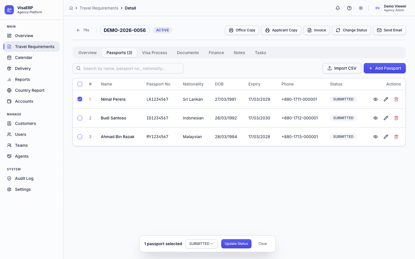 Travel Requirements - Update Passport Status