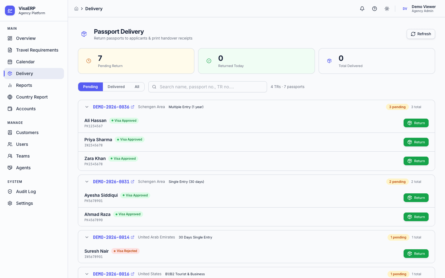 Calendar & Delivery - Delivery
