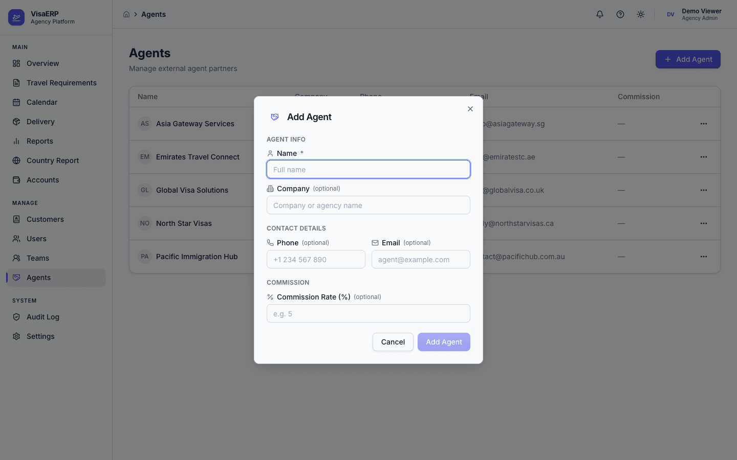 Teams, Agents & Users - Add Agent